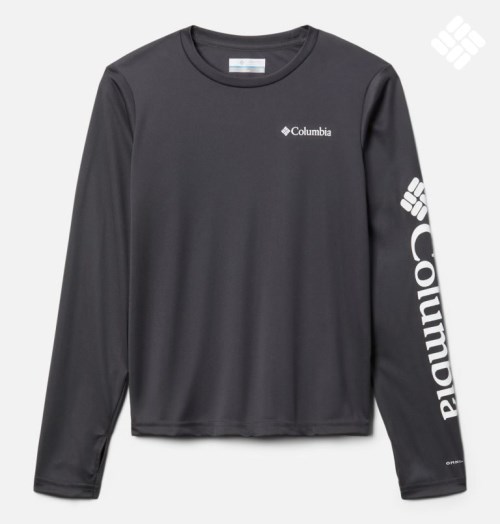 Kids' Columbia Fork Stream Long Sleeve Sweatshirts Black | CA-G5C68