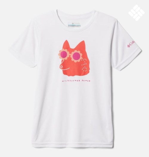 Kids' Columbia Mirror Creek Short Sleeve Graphic T Shirts White | CA-P4830