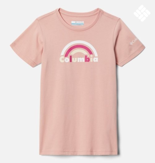 Kids' Columbia Mission Lake Short Sleeve Graphic T Shirts Pink | CA-E4106