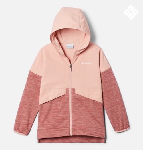 Kids' Columbia Out-Shield Dry Full Zip Fleece Jackets Pink | CA-P3A8C