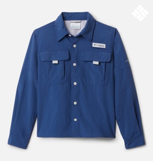 Kids' Columbia PFG Bahama Long Sleeve Shirts Navy | CA-GL451