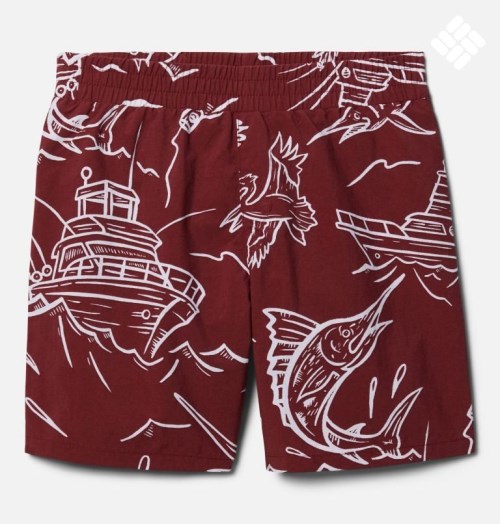 Kids' Columbia PFG Super Backcast Shorts Burgundy | CA-H5346