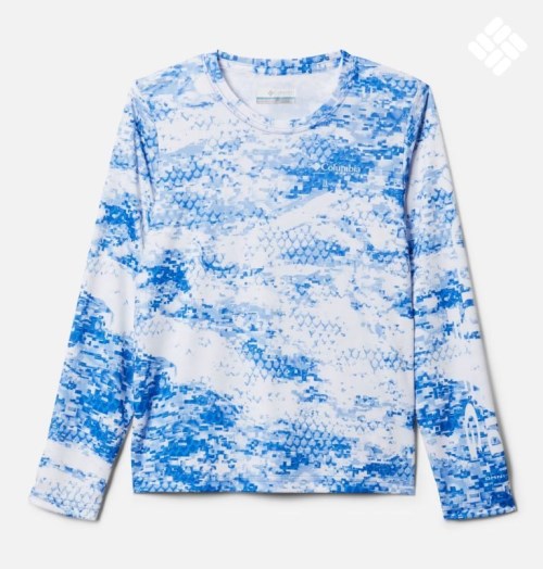 Kids' Columbia PFG Super Terminal Tackle Long Sleeve Sweatshirts Blue | CA-NLAC3