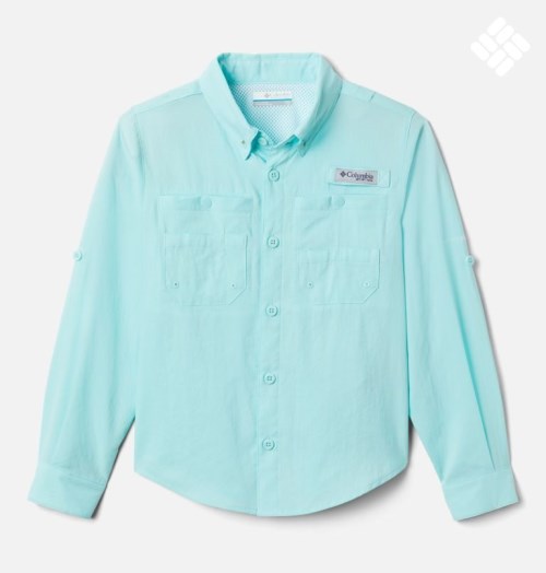 Kids' Columbia PFG Tamiami Long Sleeve Shirts Turquoise | CA-S85L1