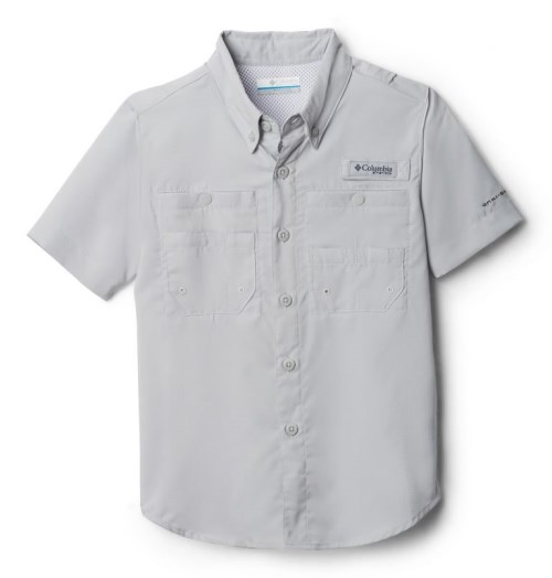 Kids' Columbia PFG Tamiami Short Sleeve Shirts Light Grey | CA-VA461