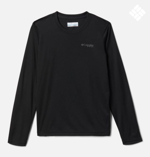 Kids' Columbia PFG Terminal Tackle Fish Flag Long Sleeve Sweatshirts Black | CA-B45CA