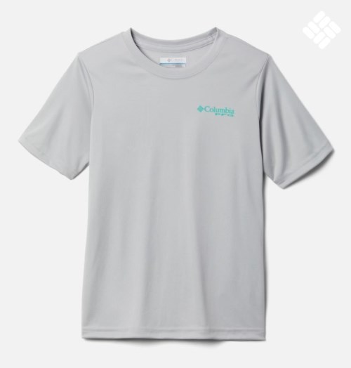 Kids' Columbia PFG Terminal Tackle Fish Flag T Shirts Light Grey | CA-L5A4C