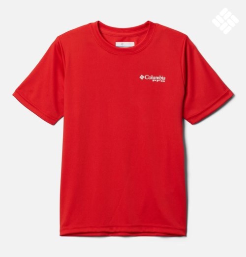 Kids' Columbia PFG Terminal Tackle Fish Flag T Shirts Red | CA-Y6C43