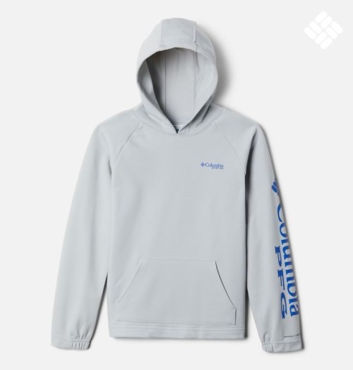 Kids' Columbia PFG Terminal Tackle Fleece Hoodie Light Grey | CA-KA085