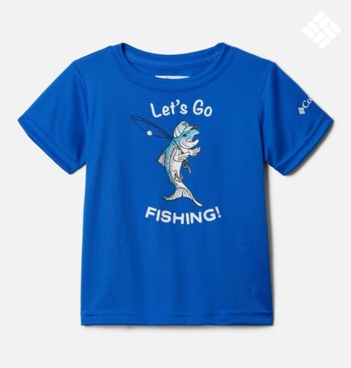 Kids' Columbia PFG Terminal Tackle LGF T Shirts Blue | CA-C8AL0