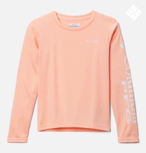 Kids' Columbia PFG Tidal Long Sleeve Sweatshirts Pink | CA-D34AL