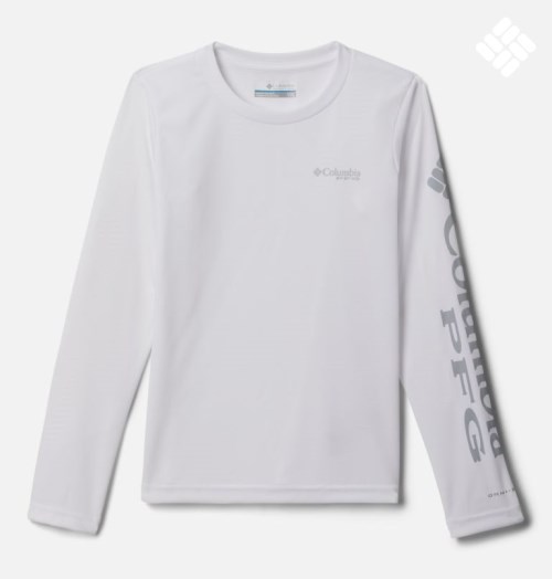 Kids' Columbia PFG Tidal Long Sleeve Sweatshirts Light Grey | CA-N41A5