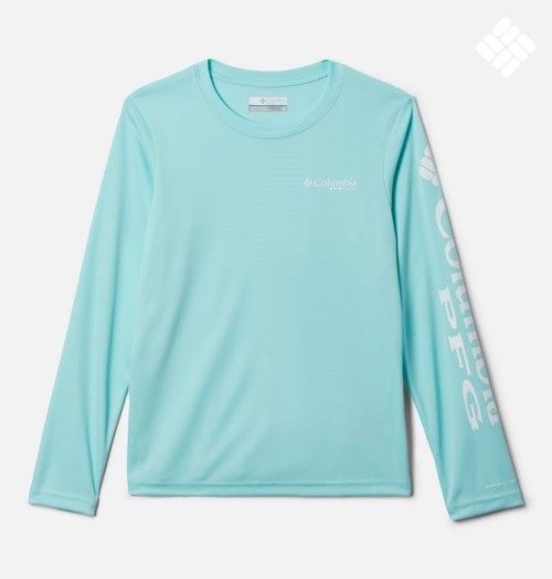 Kids' Columbia PFG Tidal Long Sleeve Sweatshirts Turquoise | CA-OA5CL
