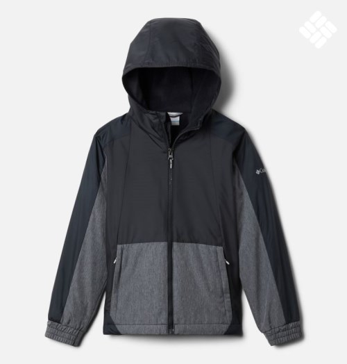 Kids' Columbia Point Park Lined Windbreaker Jackets Black | CA-GA5L3
