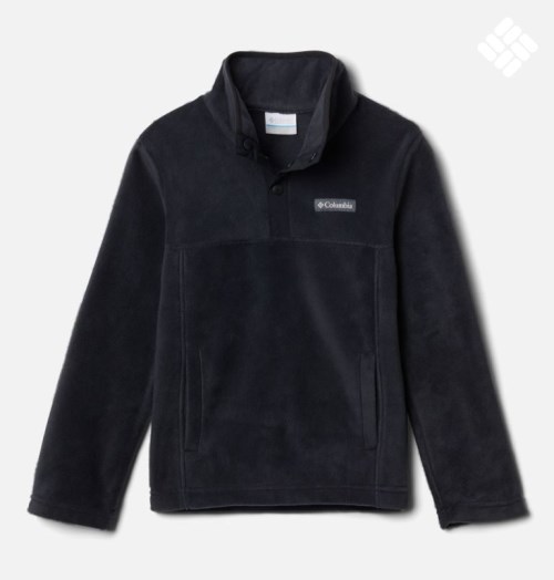 Kids' Columbia Steens Mountain 1/4 Snap Fleece Sweatshirts Black | CA-Q8AC5