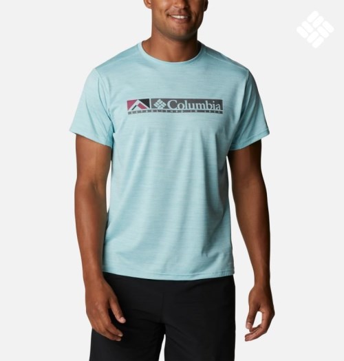 Men's Columbia Alpine Chill Zero Graphic Short Sleeve T Shirts Turquoise | CA-XCA43