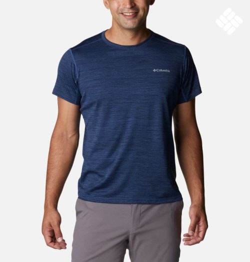 Men's Columbia Alpine Chill Zero Short Sleeve Crew T Shirts Navy | CA-F0L16