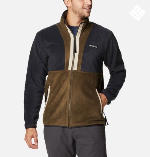 Men's Columbia Back Bowl Full Zip Fleece Jackets Black / Brown | CA-T38A6