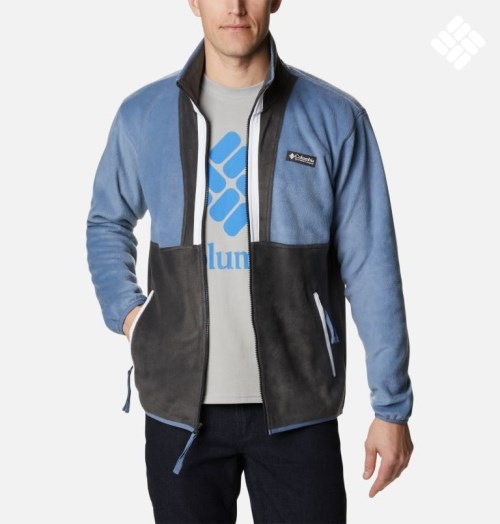 Men's Columbia Back Bowl Full Zip Fleece Jackets Blue / Black | CA-WL158