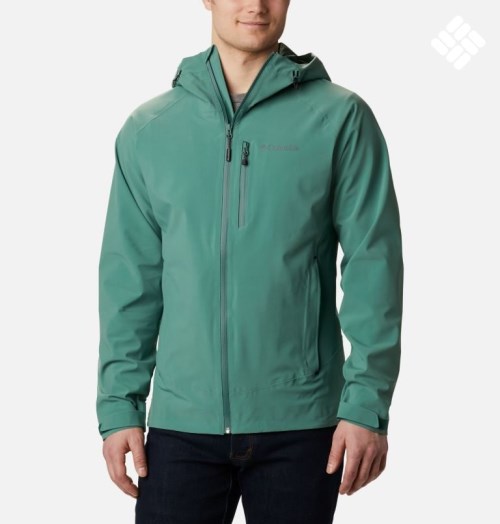 Men's Columbia Beacon Trail Rain Jackets Green | CA-Q3CL4