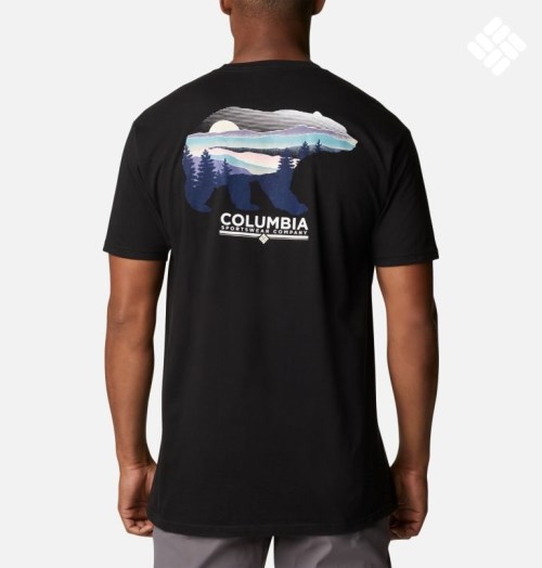 Men's Columbia Bear Graphic T Shirts Black | CA-A4C8A