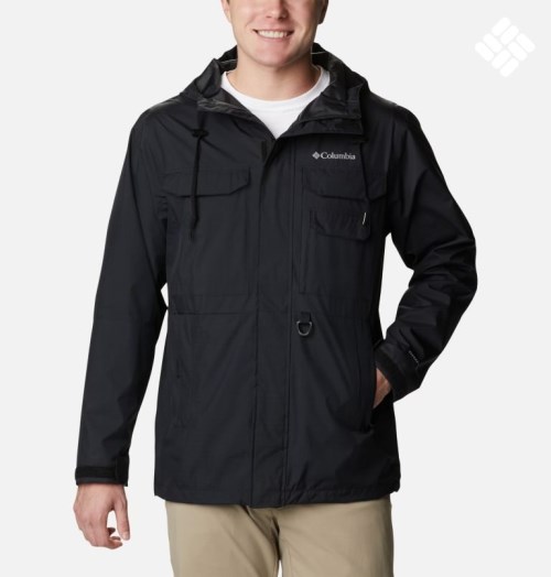 Men's Columbia Buckhollow Rain Jackets Black | CA-Y4851