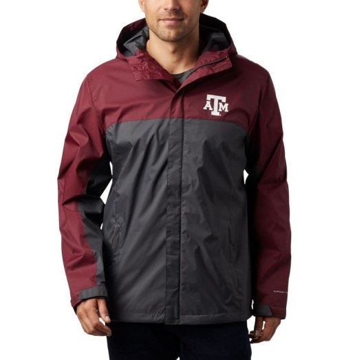 Men's Columbia Collegiate Glennaker Storm - Texas A&M Jackets Red / Dark Grey | CA-NC43A