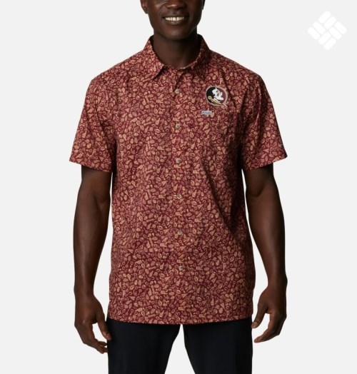 Men's Columbia Collegiate PFG Super Slack Tide - Florida State Shirts Red | CA-K6C3L
