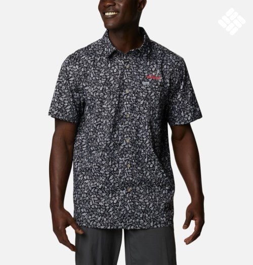 Men's Columbia Collegiate PFG Super Slack Tide - Georgia Shirts Black | CA-L8513