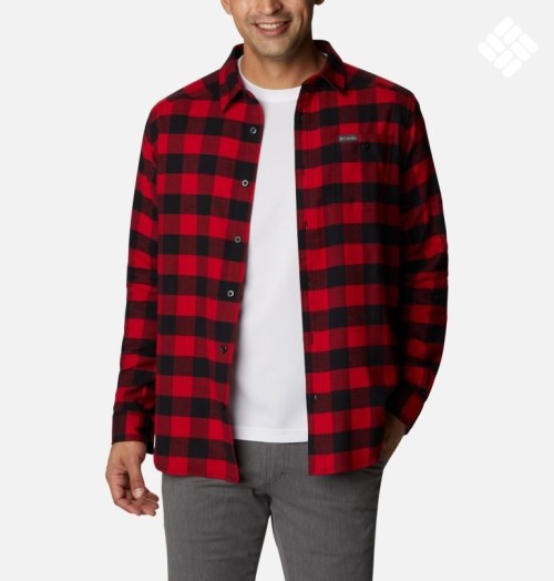 Men's Columbia Cornell Woods Flannel Long Sleeve Shirts Red | CA-ZC3AL