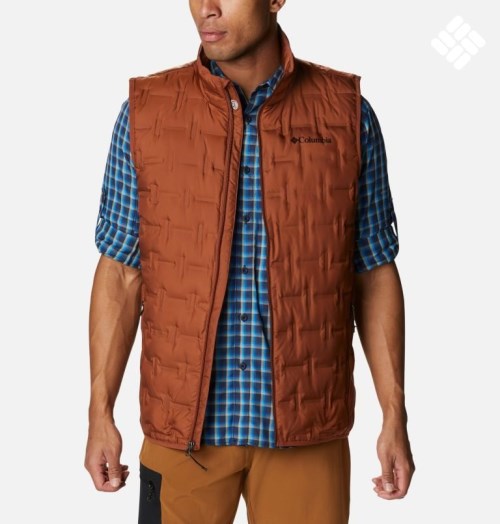 Men's Columbia Delta Ridge Down Vest Brown | CA-J14A0