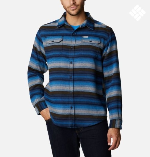 Men's Columbia Deschutes River Heavyweight Flannel Shirts Stripe | CA-TLA68