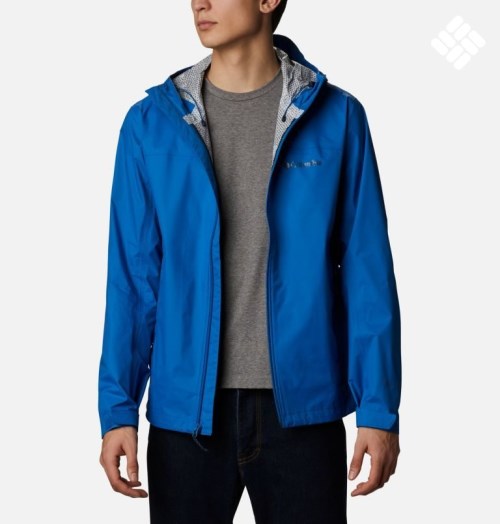 Men's Columbia EvaPOURation Rain Jackets Blue | CA-S0C58