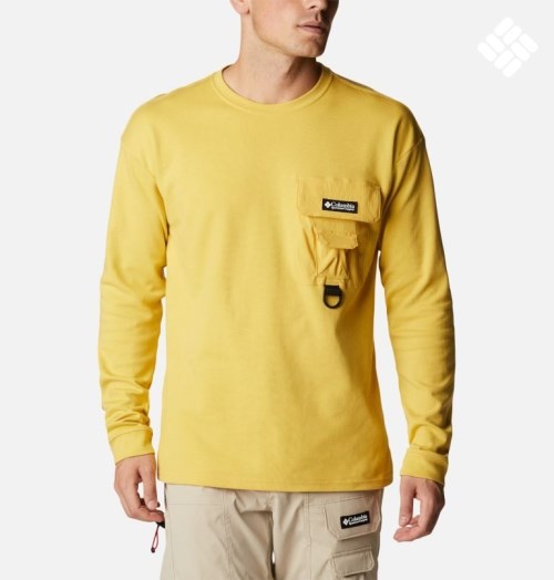 Men's Columbia Field Creek Double Knit Long Sleeve Sweatshirts Yellow | CA-F5L8A