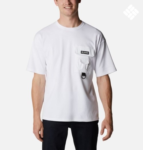 Men's Columbia Field Creek Double Knit Short Sleeve T Shirts White | CA-VL1C4