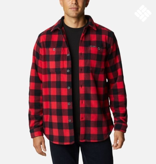 Men's Columbia Flare Gun Fleece Over Shirts Red | CA-TCA8L