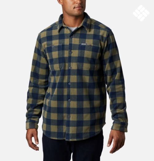 Men's Columbia Flare Gun Fleece Over Shirts Navy / Olive | CA-V6A01