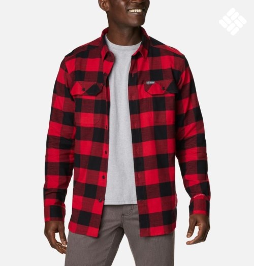 Men's Columbia Flare Gun Stretch Flannel Shirts Red | CA-DA318