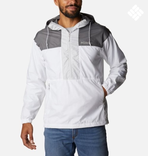 Men's Columbia Flash Challenger Anorak Jackets White / Dark Grey | CA-E43AC
