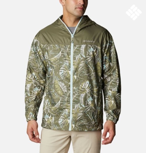 Men's Columbia Flash Challenger Novelty Windbreaker Jackets Olive | CA-BA40L