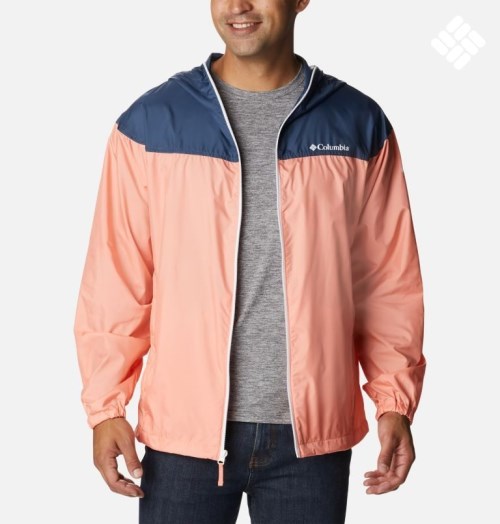 Men's Columbia Flash Challenger Novelty Windbreaker Jackets Coral / Navy | CA-K6C10