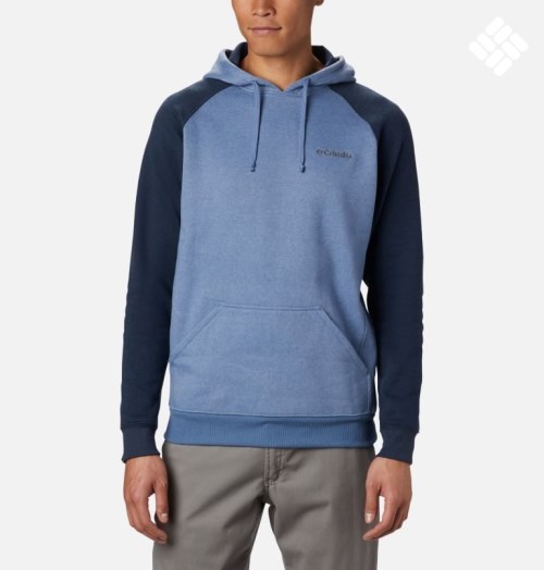 Men's Columbia Hart Mountain II Hoodie Light Blue / Navy | CA-EA0C5