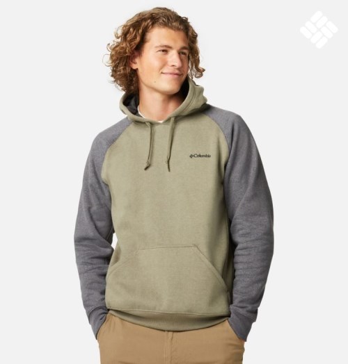 Men's Columbia Hart Mountain II Hoodie Olive / Grey | CA-J63AL