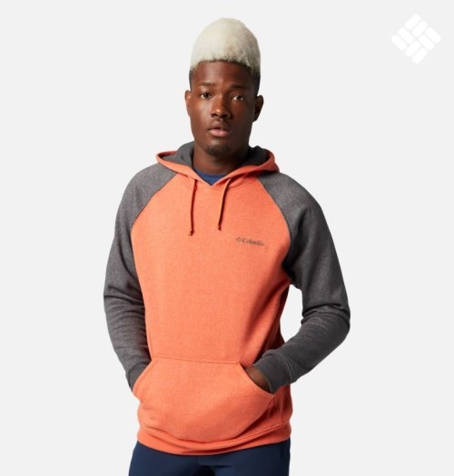 Men's Columbia Hart Mountain II Hoodie Orange / Grey | CA-Q018L
