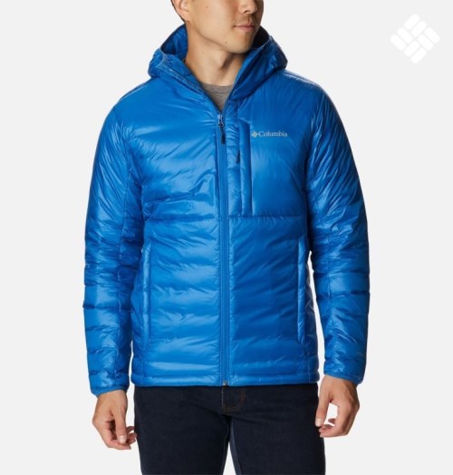 Men's Columbia Infinity Summit Omni-Heat Infinity Double Wall Hooded Down Jackets Blue | CA-Z16C4