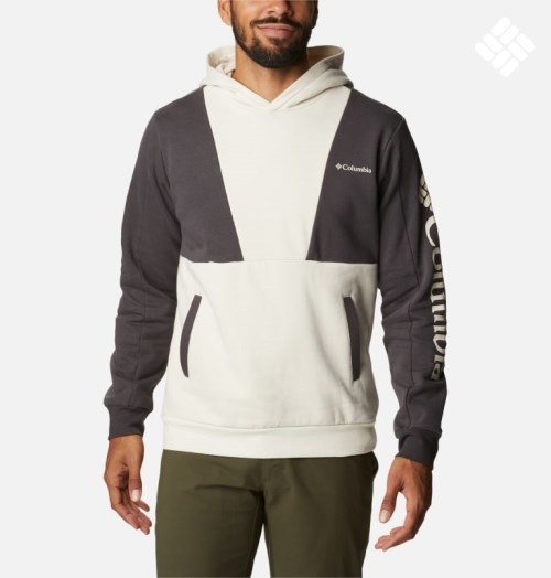 Men's Columbia Lodge Colorblock Hoodie Cream / Black | CA-Q316A