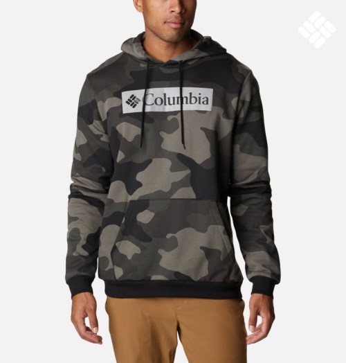 Men's Columbia Logo Printed Hoodie Camo | CA-N1A0C
