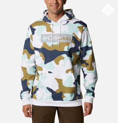 Men's Columbia Logo Printed Hoodie Camo | CA-R83L4