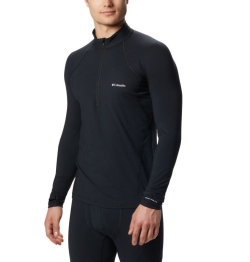 Men's Columbia Midweight Stretch Half Zip Baselayer Sweatshirts Black | CA-P4L35