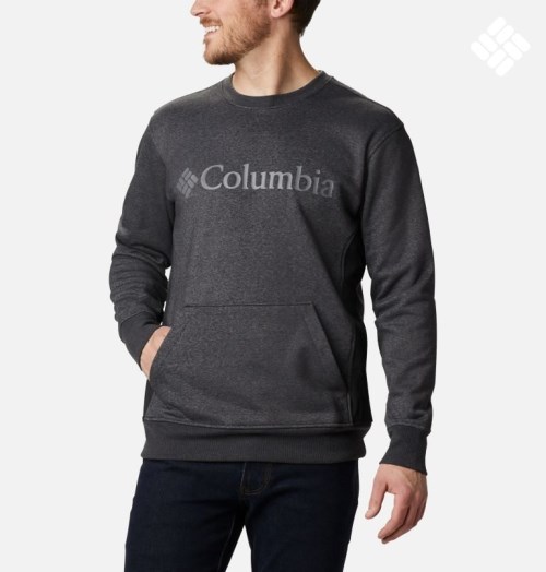 Men's Columbia Minam River Crew Sweatshirts Black | CA-N5C61